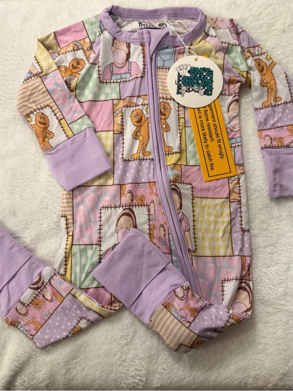Baby Bamboo Zippy Pajamas - Icky Sticky Bubblegum Patchwork